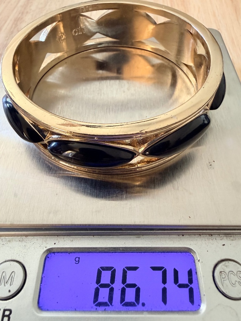 Gold Tone Bracelet with Black Enamel Accent - Picture 5 of 6